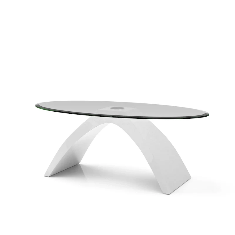 Modern 47-inch Glass Top Oval Coffee Table