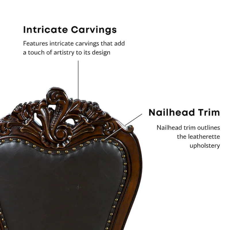 Furniture of America Eugene Traditional Solid Wood Dining Arm Chairs with Nailhead Trim and Cabriole Legs (Set of 2)