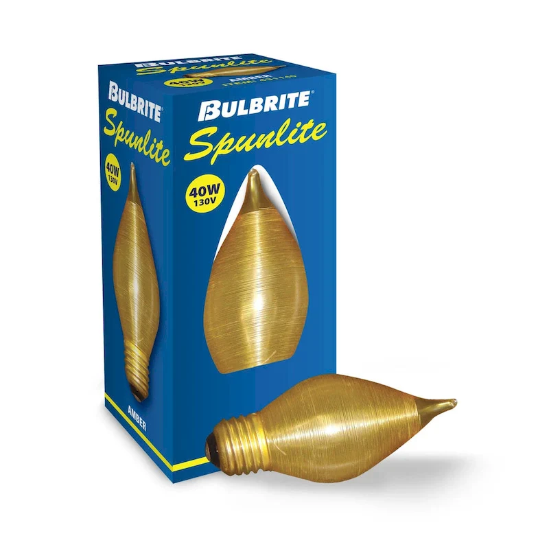 Bulbrite Spunlite Pack of (25) Dimmable Amber Candelabra (E12) Incandescent Bulb