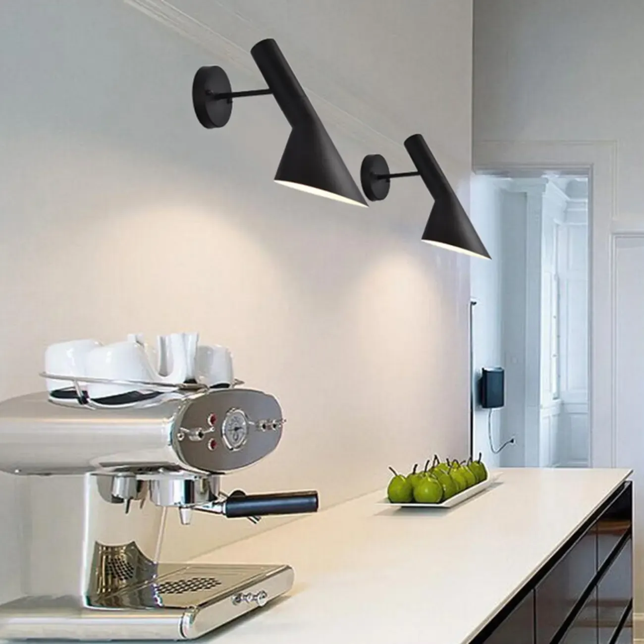 Minimalist Metal Black Cone Wall Light for Home