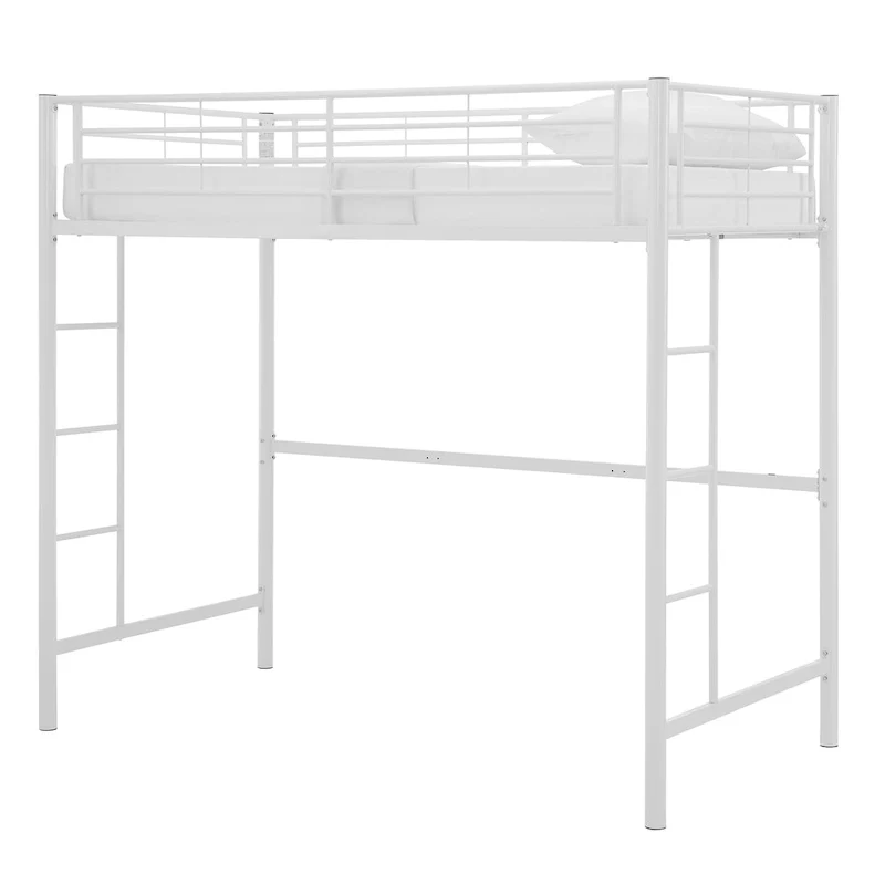 Middlebrook Abner White Metal Classic Twin Loft Bed