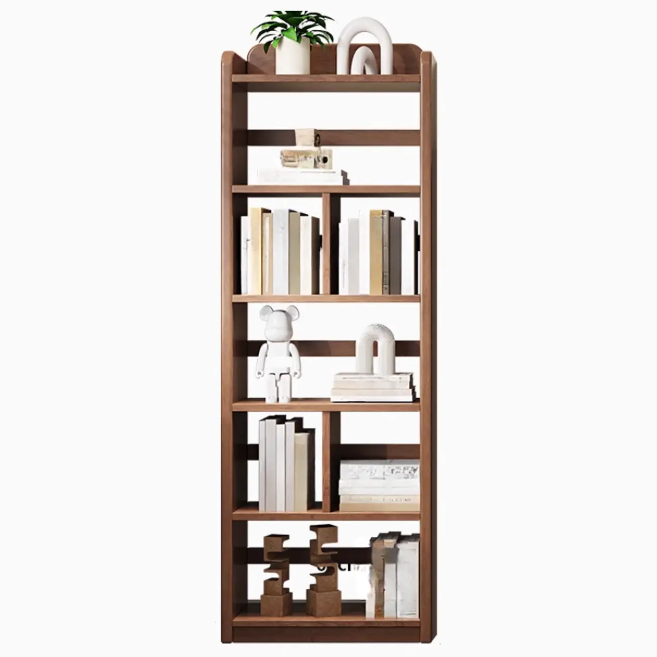 Rectangle Multi-Shelf Open Back Brown Wood Bookcase