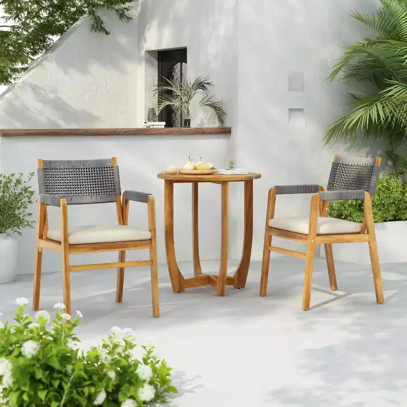 Christopher Knight Home Joueyf 3 Pieces Rustic Patio Acacia Bistro Set