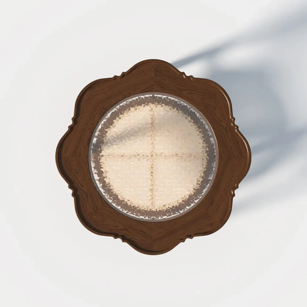 Classic 2-Layer Walnut Finish Wood Coffee Table in Glass Top