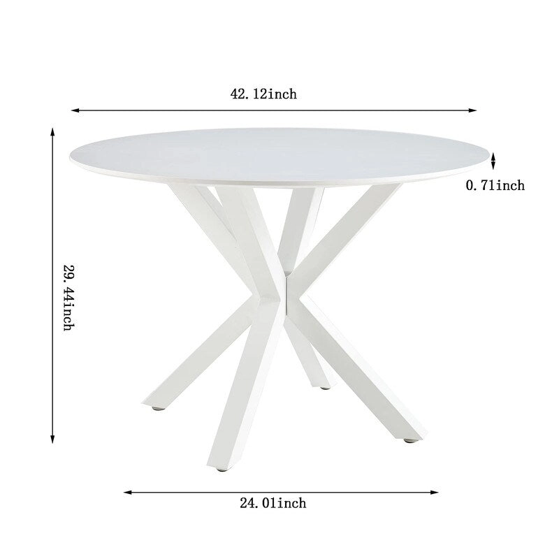 Grondin Mid-Century Modern Round Dininig Table with MDF Top and Pedestal Base, 42.1 End Table Leisure Table