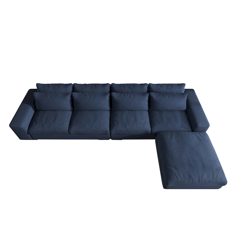 Modern Modular Down Sectional Sofa,Light Grey/Dark Blue