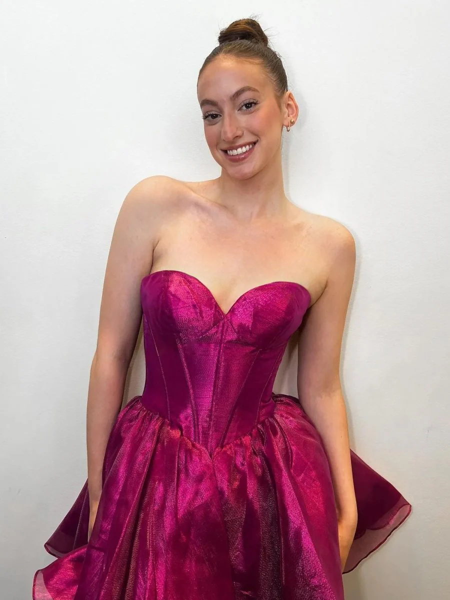 Magenta - A-line Sweetheart Satin Short Homecoming Dresses