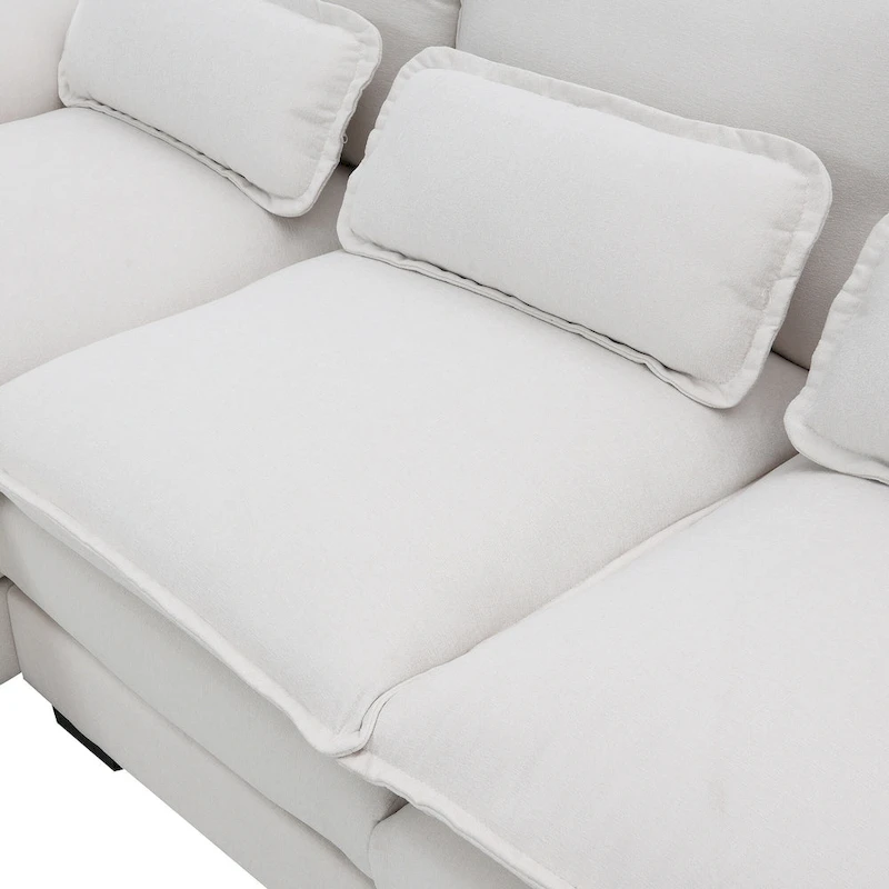 Modern Upholstered 6-Seat Modular U-Shaped Sleeper Sectional Sofa