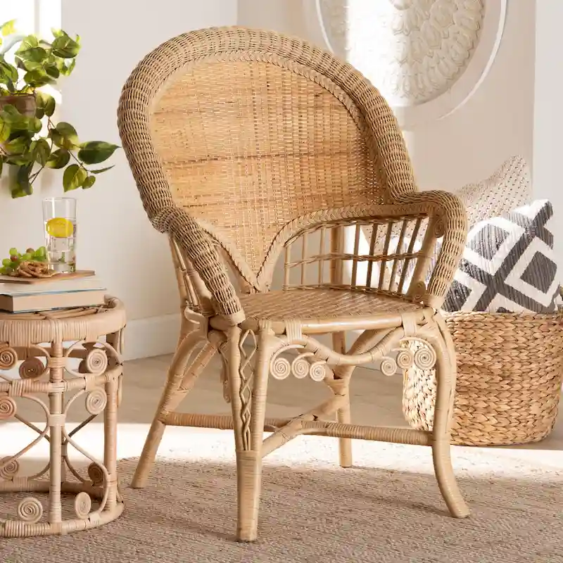 bali & pari Ratu Modern Bohemian Natural Brown Rattan Accent Chair
