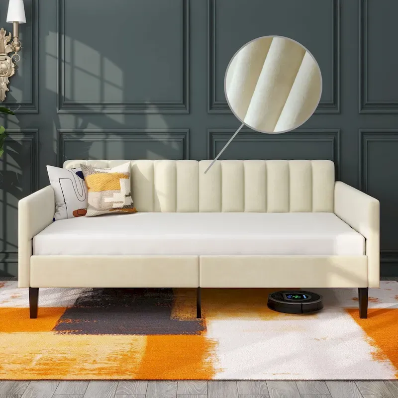 Epiphyllum Modern Twin Size Daybed with Ribbed Tufted Backrest byChristopher Knight Home