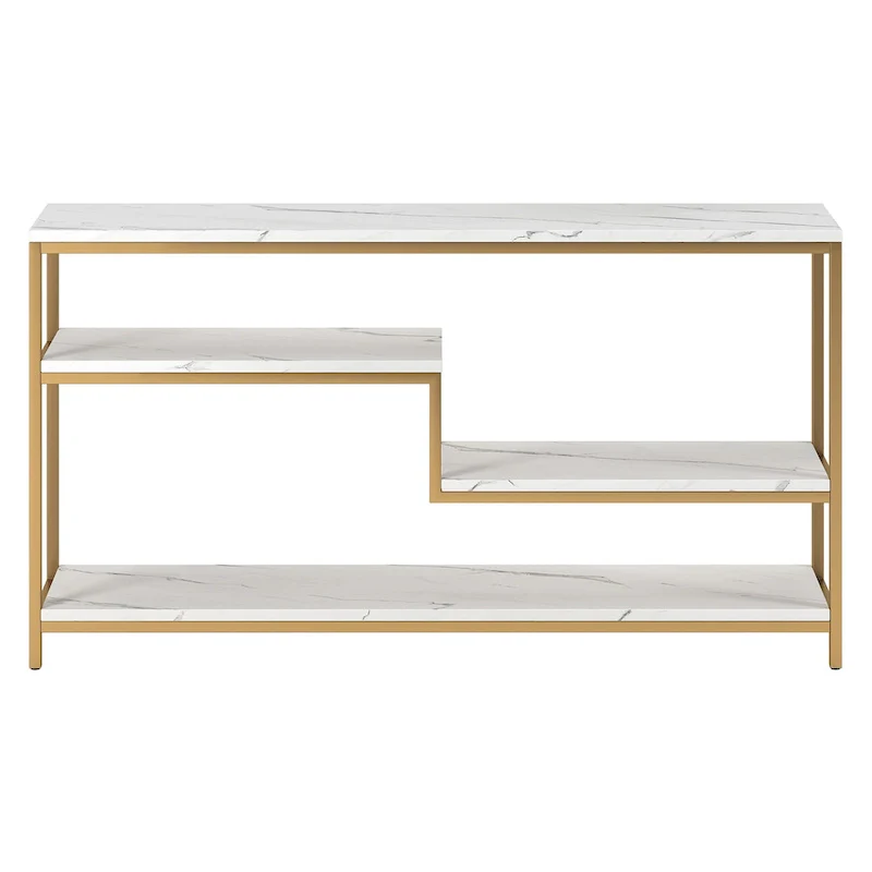 55 Wide Rectangular Console Table with Faux Marble Top