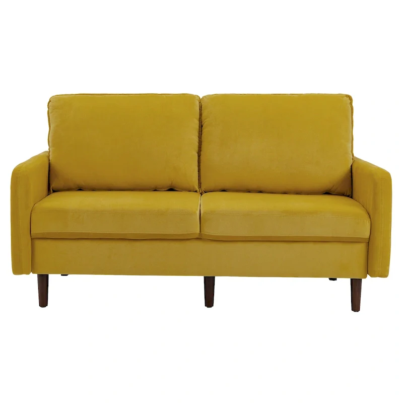 Modern Loveseat Velvet Wood Legs Sofa