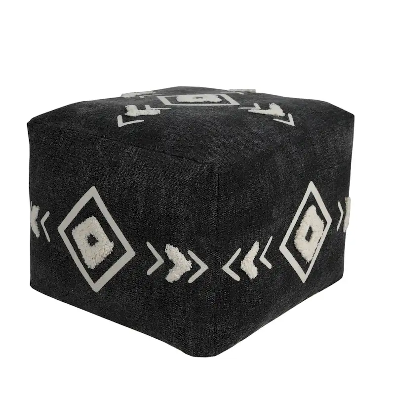 HomeRoots 18 Black 100% Cotton Ottoman