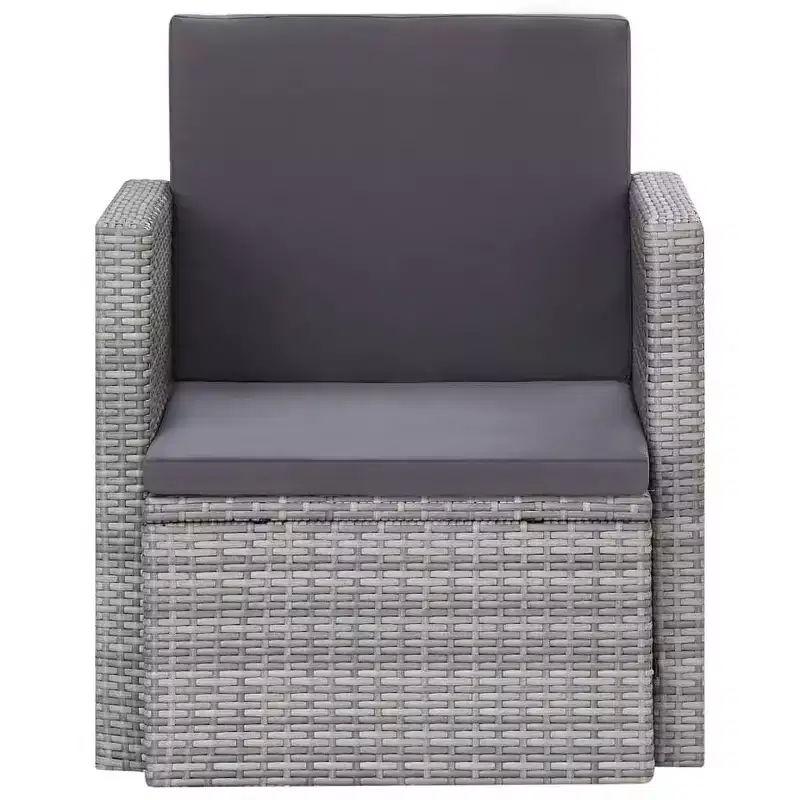 vidaXL Armchair Outdoor Patio Single Sofa Chair with Cushions Poly Rattan