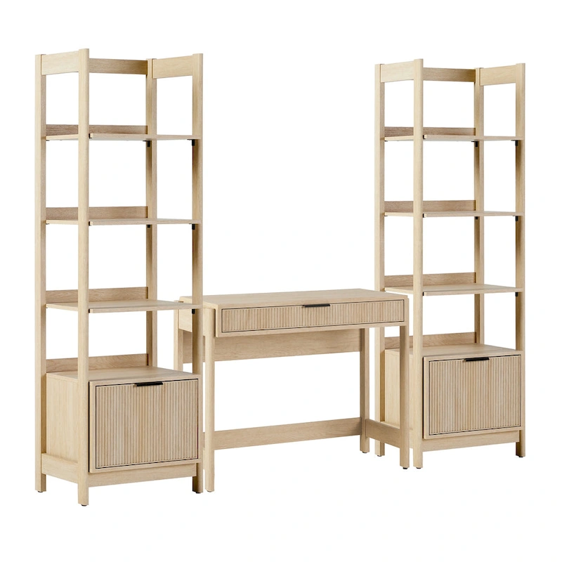 Middlebrook 3-Piece Set Writing Desk with 2 Narrow Bookcases