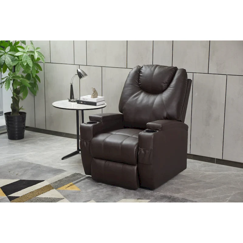 Recliner Chair Modern Recliner Sofa Faux Leather Recliners with Cup Holders, Remote Control