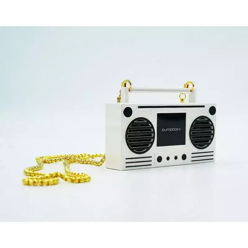 Refurbished: Microboom Speaker Boombox Bluetooth, Icy White - Manufacturer Refurbished