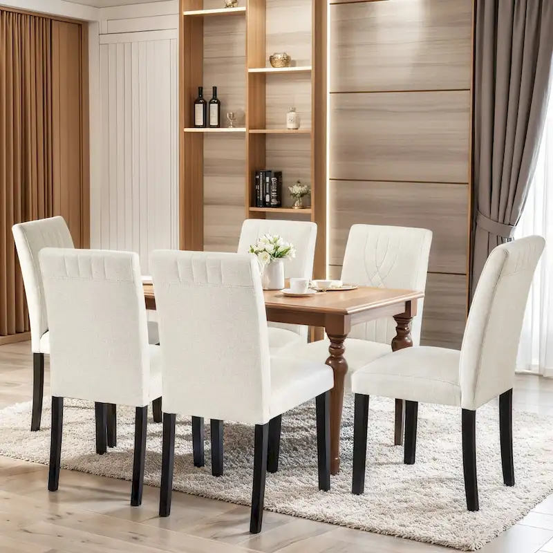 VECELO Upholstered Dining Chairs Set of 2/4/6, Fabric Dining Room Kitchen Side Chair, Parson Dining Chairs