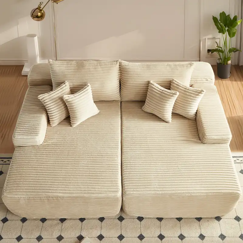Long Plush Double Chaise Sofa