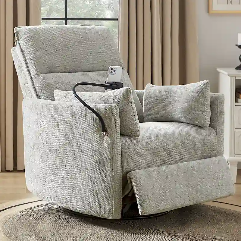 38 Power Rocking Swivel Nursery Recliner with USB Ports