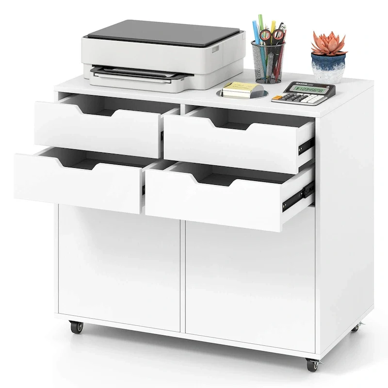 White 4-Drawer Rolling Storage Cabinet with Wheels – Single Unit