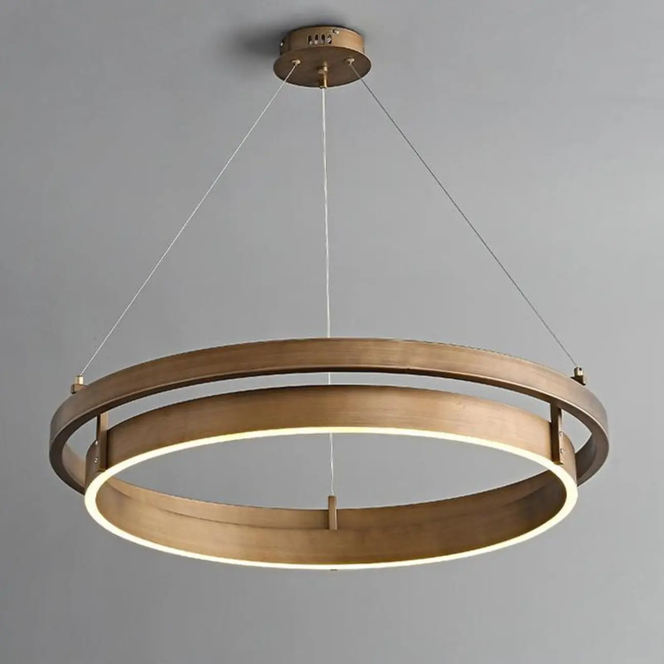 Modern Brass Elegant Ring Chandelier with Dimmable LED