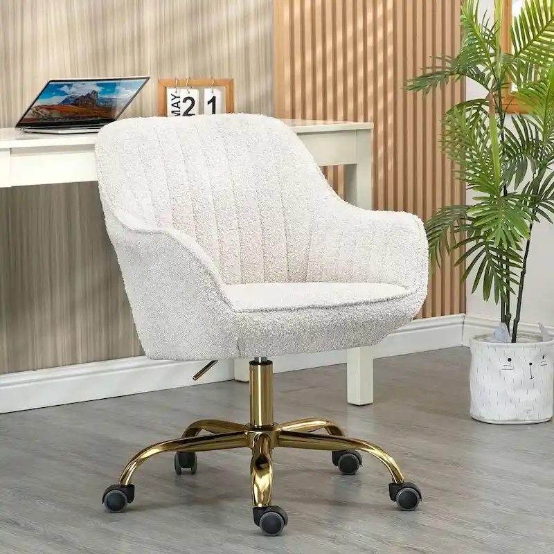 Modern Velvet 360 Degree Swivel Office Chair with Gold Base