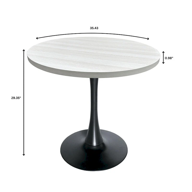 36 Round Dining Table with MDF Top and Black Iron Base