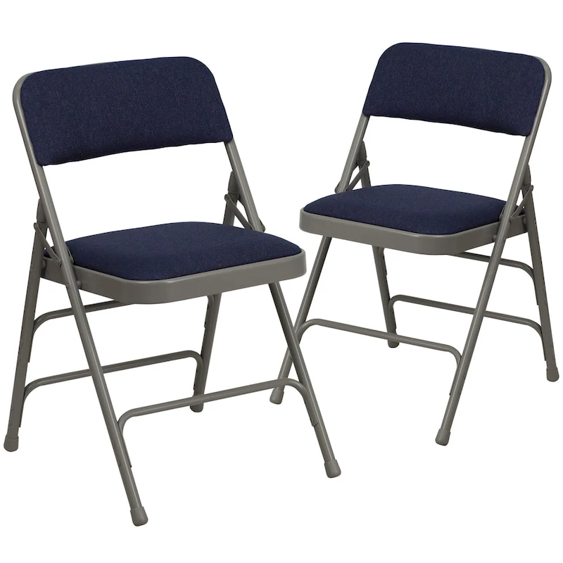 Set of 2 Metal Folding Chairs with Padded Seats