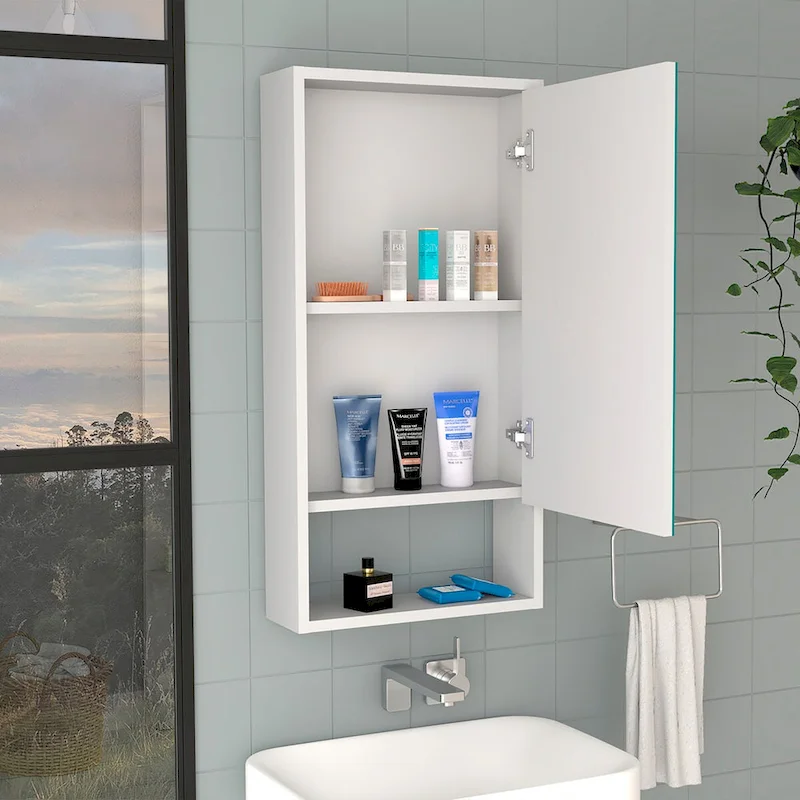 Medicine Cabinet Irvine, One External Shelf, White Finish,High quality and durable