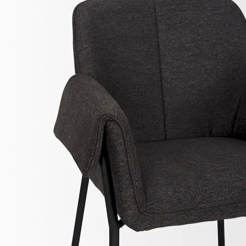 Brently Dining Chair w/ Cream Boucle Fabric & Matte Black Metal Legs