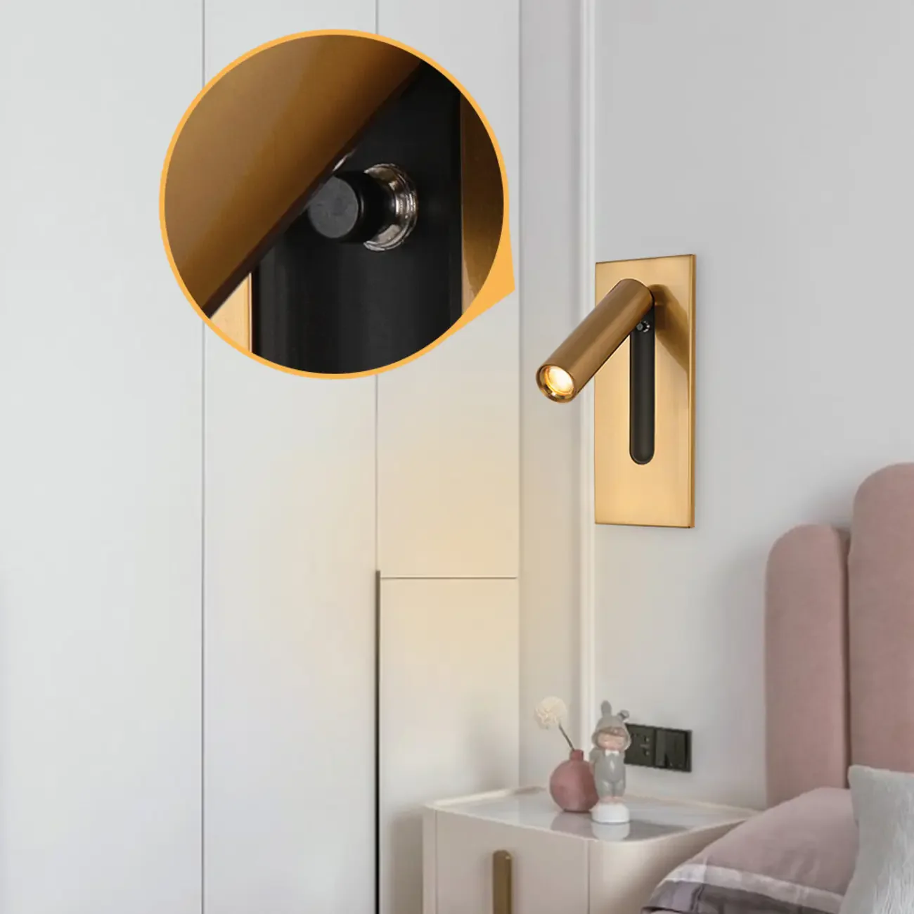 Modern Rotatable Metal Bedside LED Reading Wall Sconce
