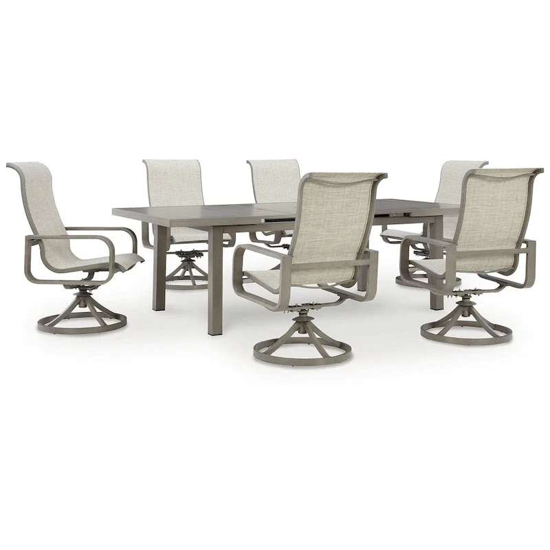 Signature Design by Ashley Beach Front Beige 7-Piece Outdoor Dining Package - 42 W x 94 D x 29.63 H