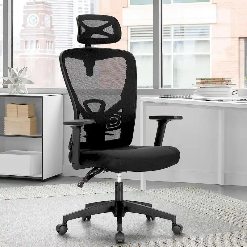 High Back Mesh Office Chair Adjustable Headrest, Armrest, Rolling Swivel Reclining Chair