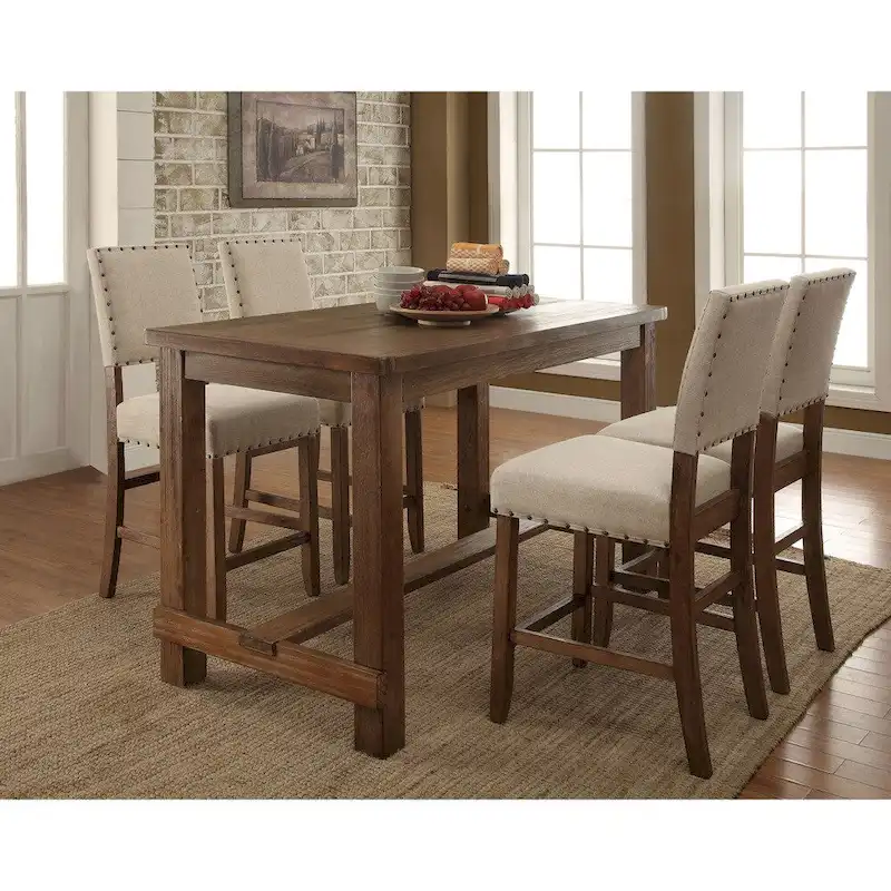 Furniture of America Tays Rustic Brown 60-inch Solid Wood Counter Height Table