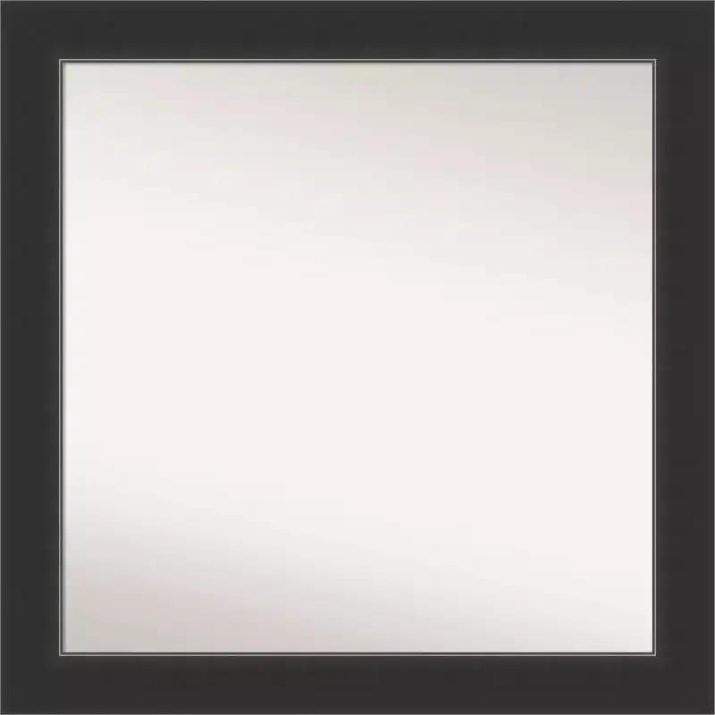31" x 31" Non-Beveled Corvino Wood Bathroom Wall Mirror Black - Amanti Art: Modern Square, Wall Mount, Wood Frame