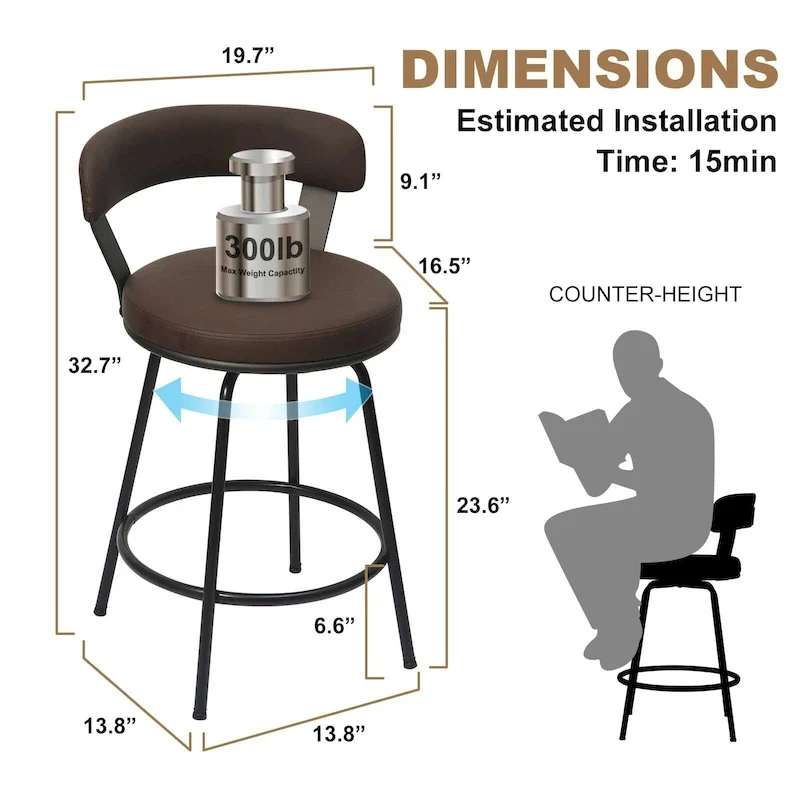 Metal Counter Height Industrial Swivel Bar Stools