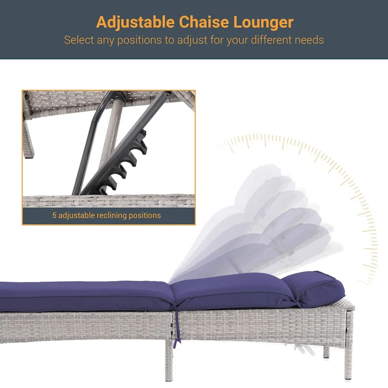 LIVOOSUN Patio Chair Rattan Single Lounge Water-Repellent Cushion