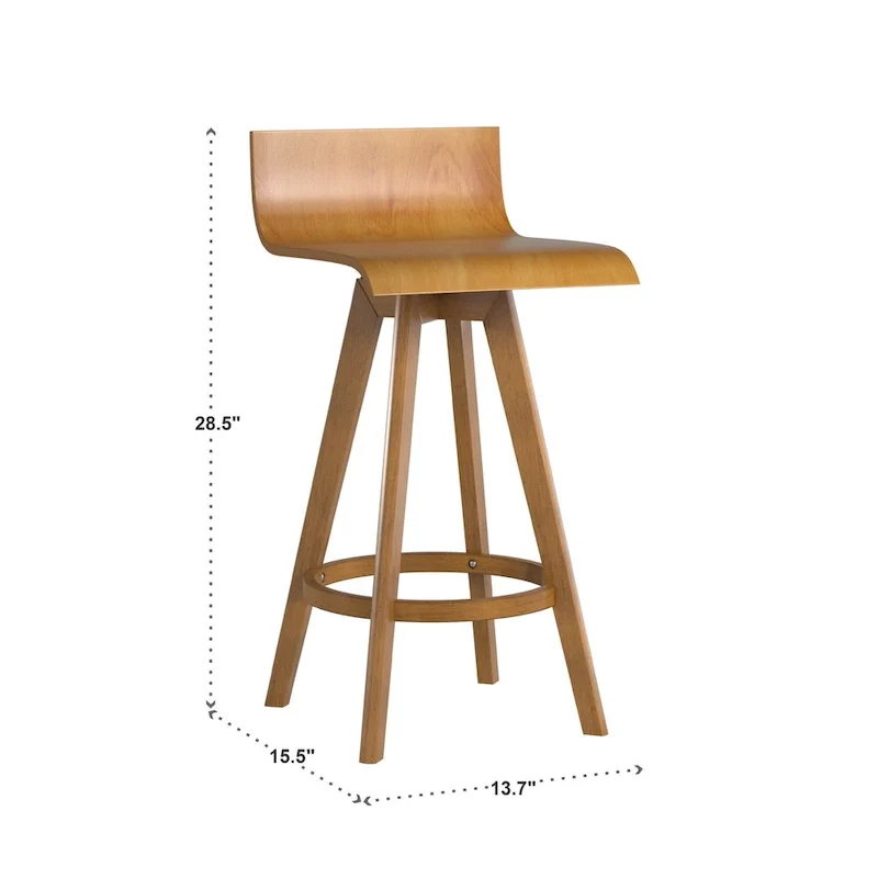 Mid-Century Modern Swivel Wood Stool