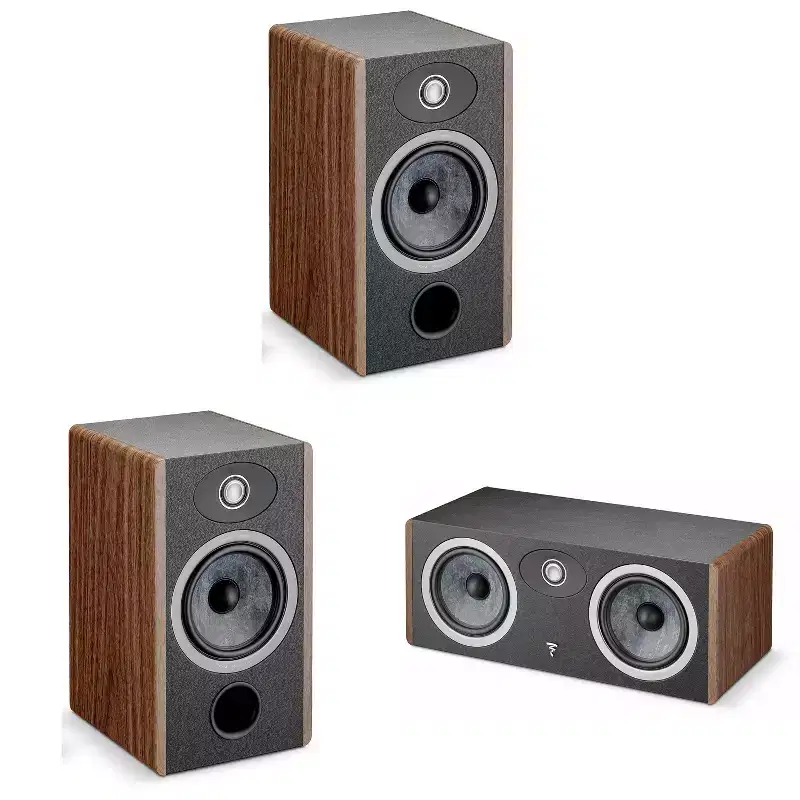 Focal Vestia N1 Bookshelves (Dark Wood) Pair And Focal Vestia Center Channel