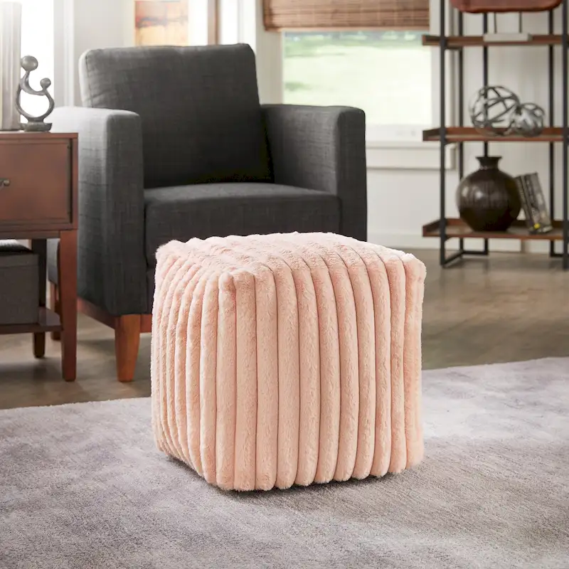 Upholstered Square Pouf Ottoman