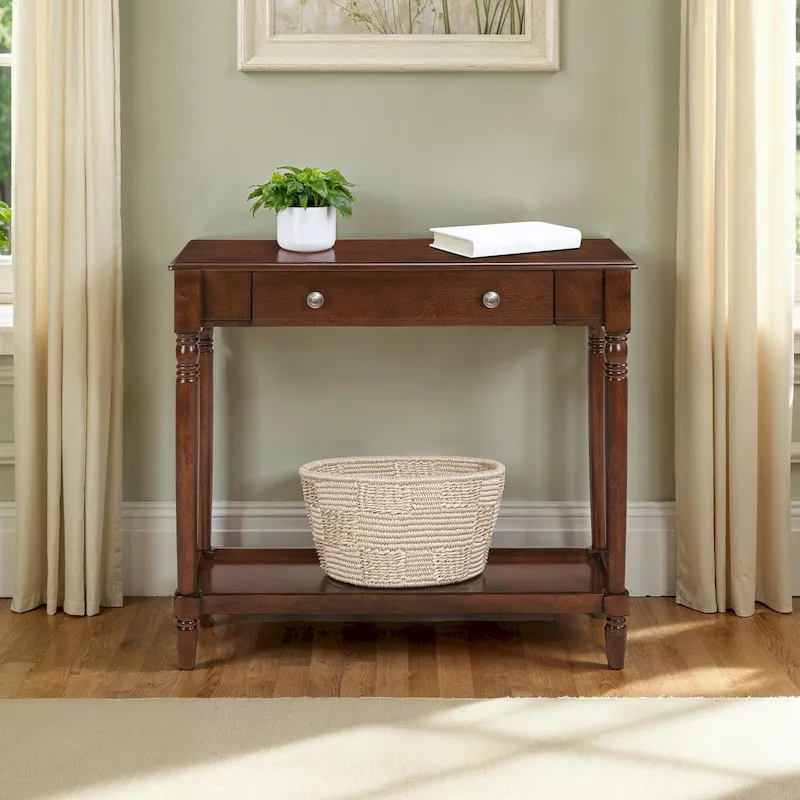 Convenience Concepts French Country Manor No Tools 1 Drawer Hall Entryway Table with Shelf