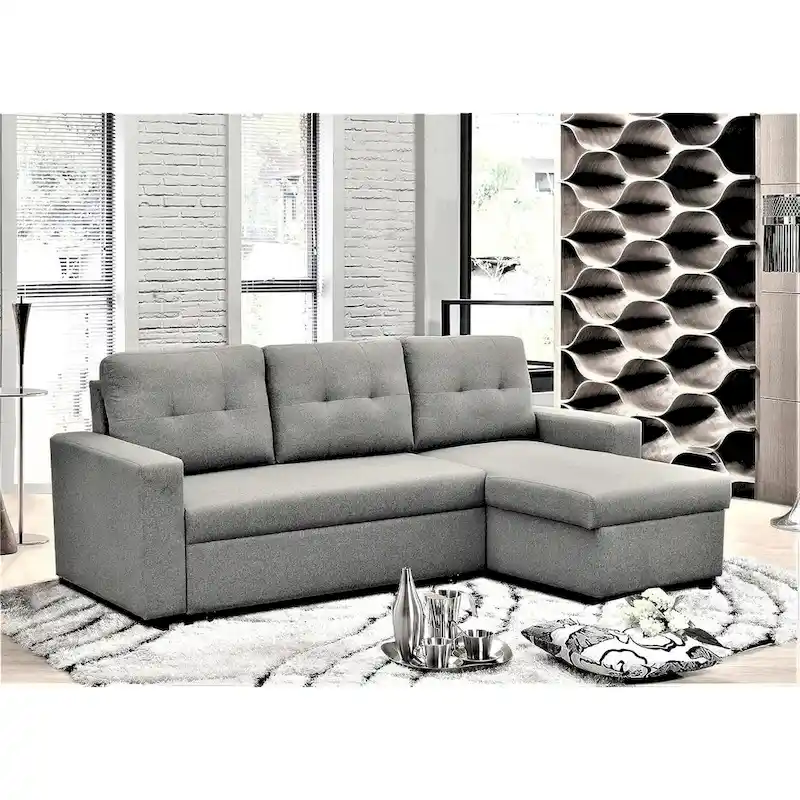 US Pride Furniture 79.92 inch Convertible L-Shaped Sectional Sleeper Sofa Bed Stylish Apartment Furniture
