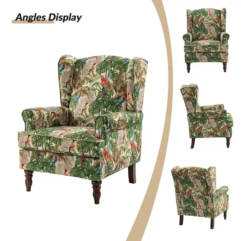 Epimethis Traditional Fabric Accent Armchair with Turned Legs Set of 2 by HULALA HOME