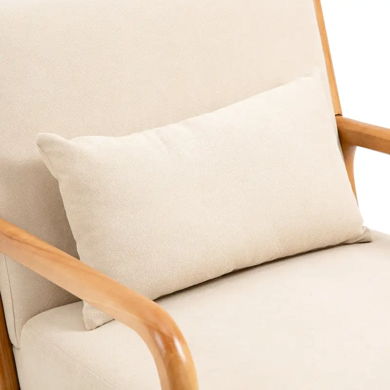 Mid-Century Modern Fabric Upholstered Wood Arm Chair