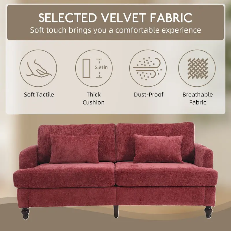 HOMEFUN Modern chenille Fabric Loveseat,2-Seat Upholstered Loveseat Sofa Modern Couch