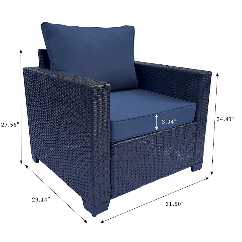 7-Piece PE Rattan Wicker Cushioned Sofa Set