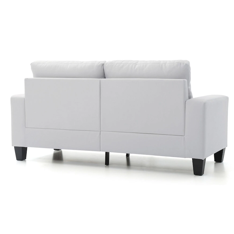 Newbury 71 in. W Flared Arm Faux Leather Straight Sofa - 32L x 71W x 36H