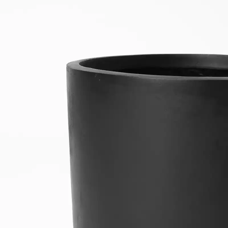 LuxenHome 14.6-Inch Round Smooth Finish Black MgO Planter