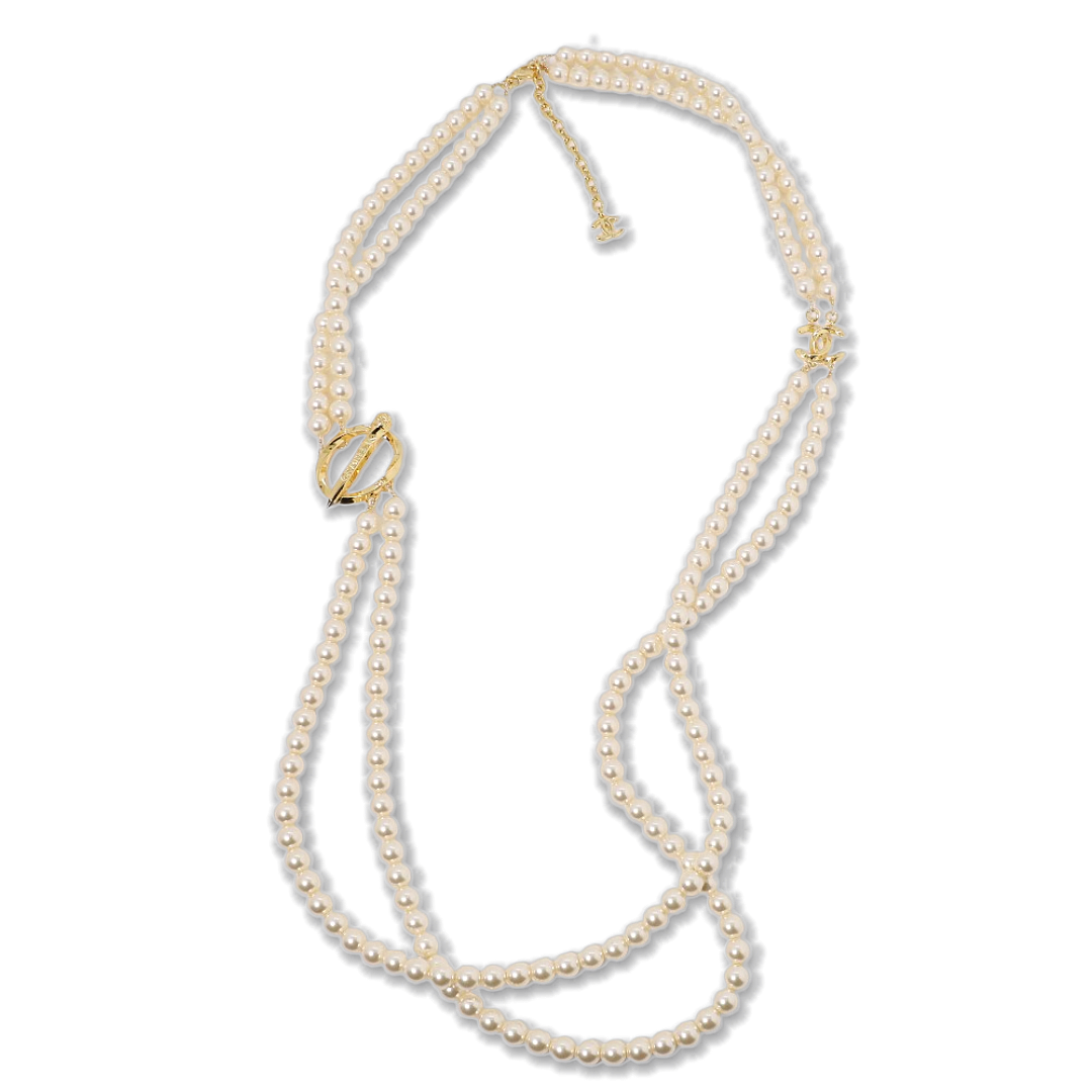 CCL121 Chanel pearl long chain sweater necklace - ccjewelryacc
